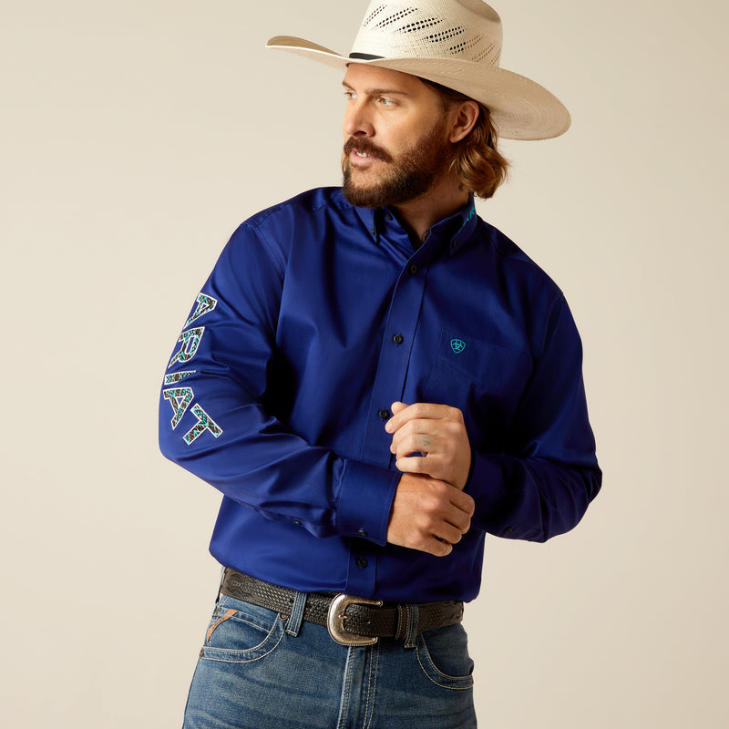 Ariat Men's Team Logo Twill Classic Fit Long Sleeve Shirt, Royal Blue