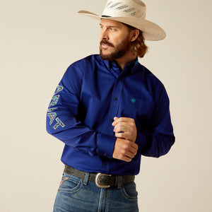 Ariat Men's Team Logo Twill Classic Fit Long Sleeve Shirt, Royal Blue