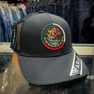 Ariat Men's Cap Snap Back Mexico Flag Eagle Black