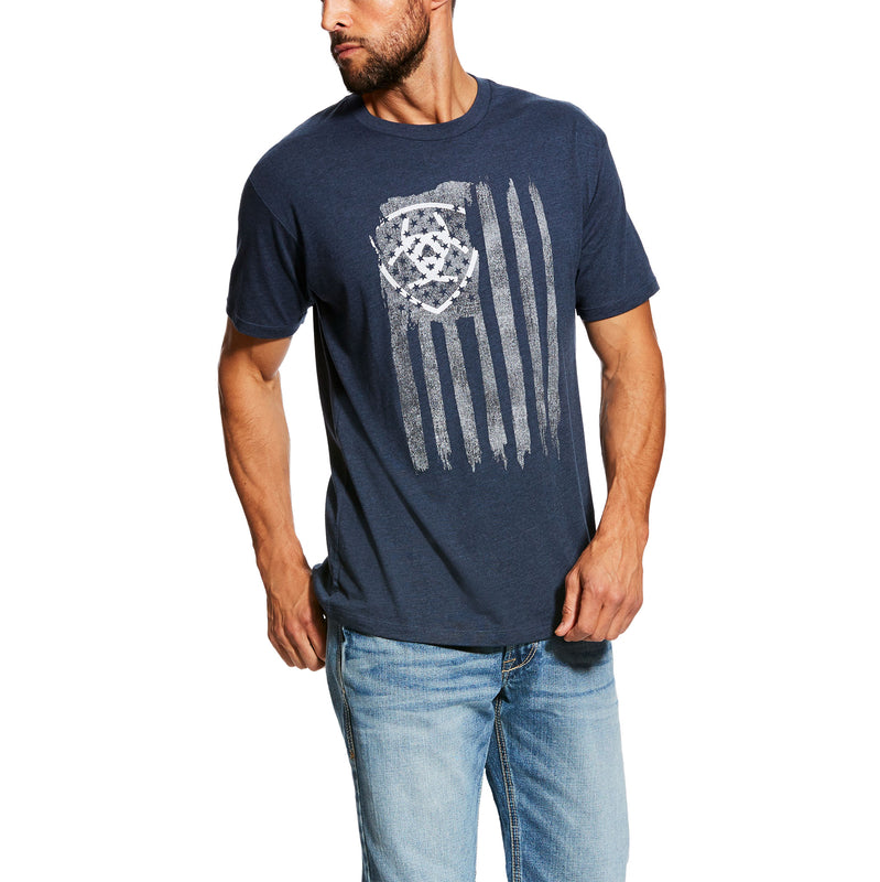Ariat Men's Vertical Flag Short Sleeve T-Shirt, Navy Heather