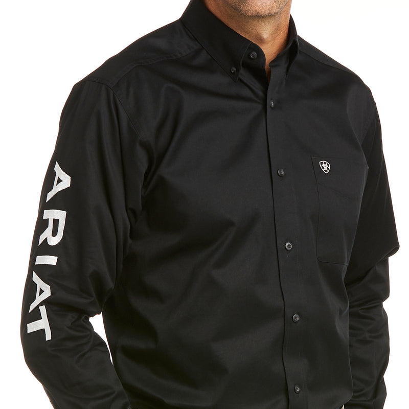 Ariat Men's Team Logo Twill Long Sleeve Shirt, Black