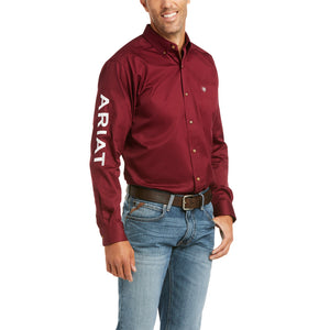 Ariat Men's Team Logo Twill Long Sleeve Shirt, Burgundy
