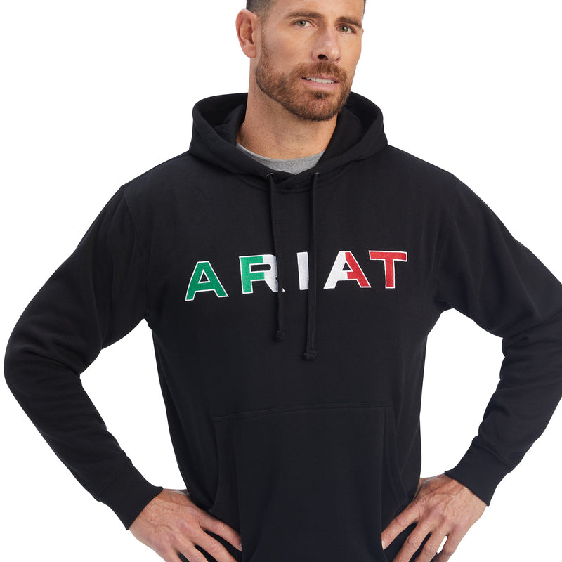 10038962 Ariat Men's Mexico Flag Logo Hoodie, Black