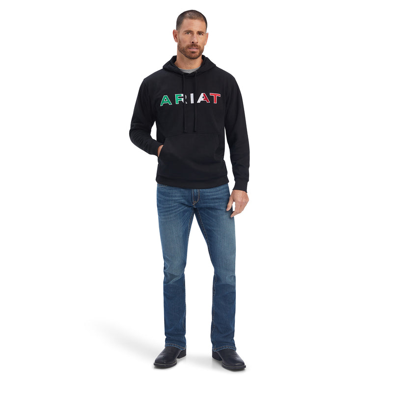 10038962 Ariat Men's Mexico Flag Logo Hoodie, Black