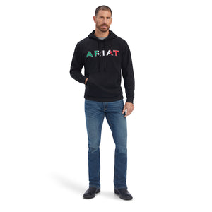 10038962 Ariat Men's Mexico Flag Logo Hoodie, Black
