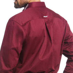 Ariat Men's Team Logo Twill Long Sleeve Shirt, Burgundy