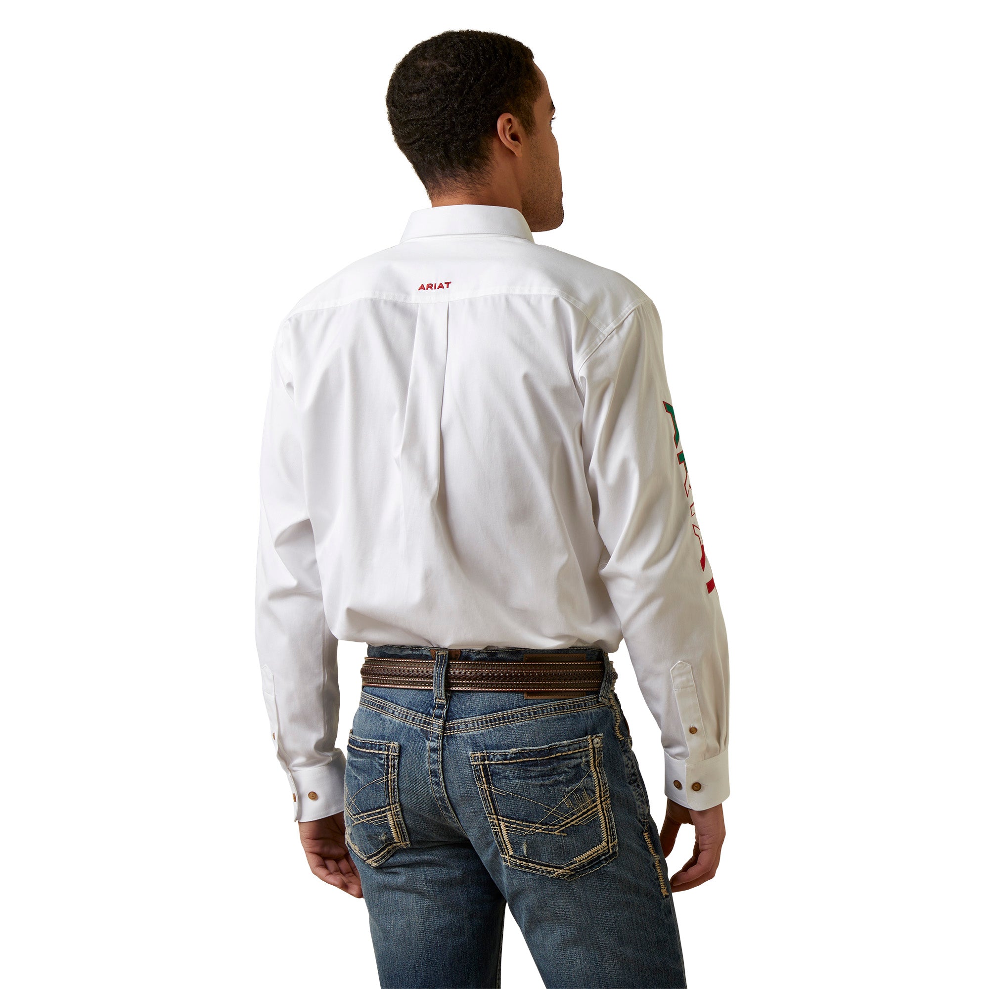 Ariat Men's Team Logo Twill Mexico Classic Fit Long Sleeve Shirt, White