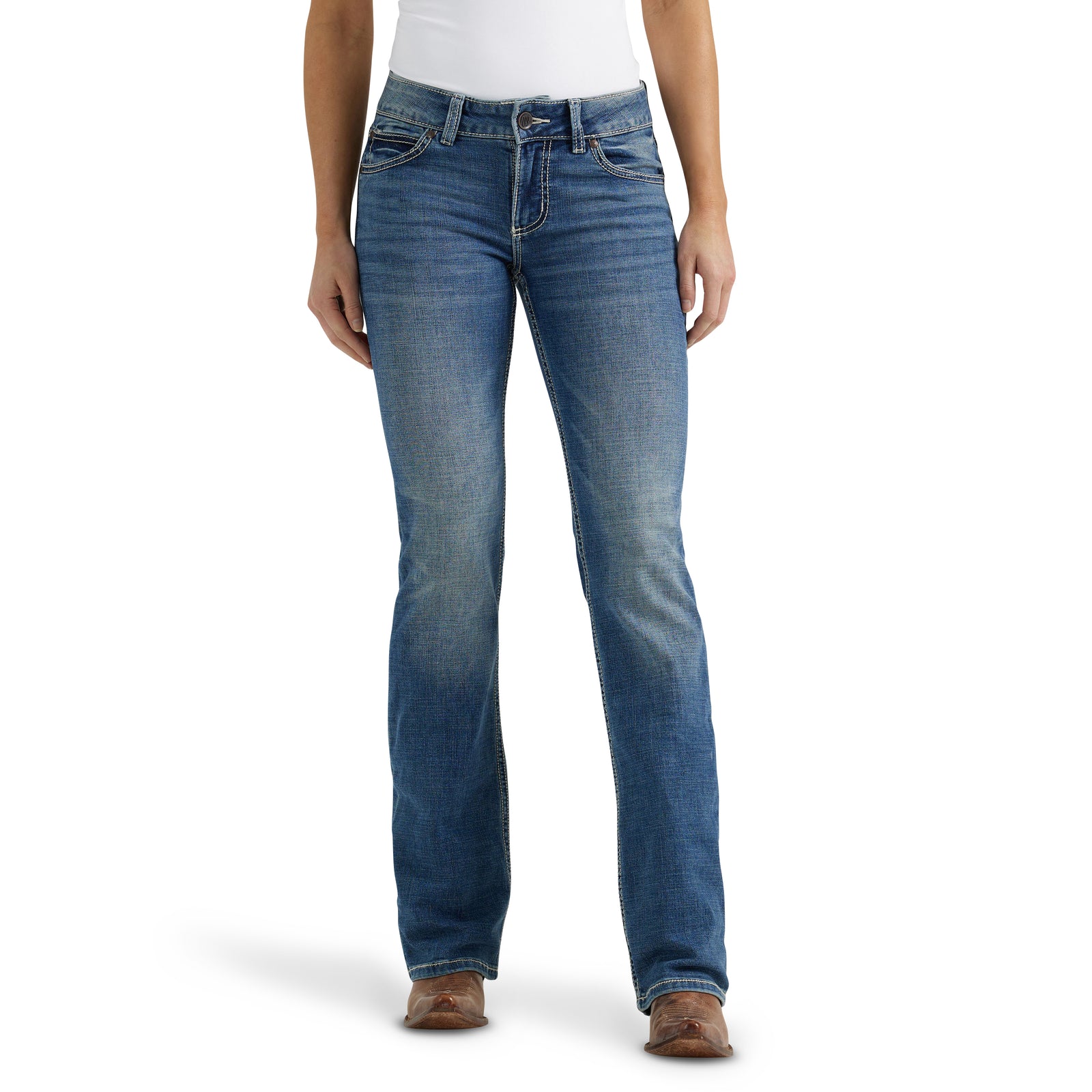 Wrangler Women's Retro Mae Mid Rise Bootcut Denim Jeans, Deadwood