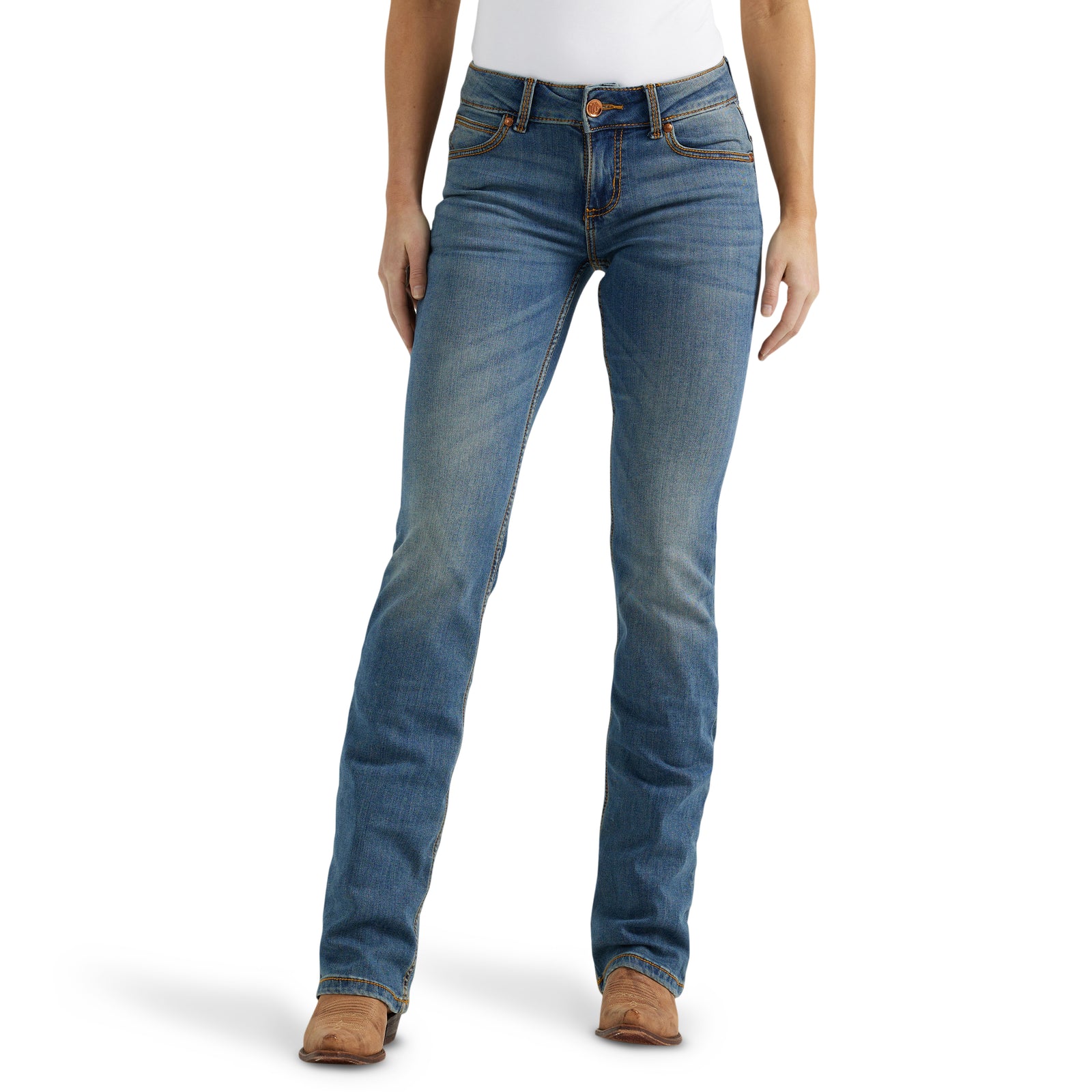 Wrangler Women's Retro Mae Mid Rise Bootcut Denim Jeans, KM Wash