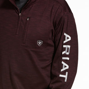 Ariat Men's Team Logo 1/4 Zip Sweatshirt, Malbec/Pearl Grey