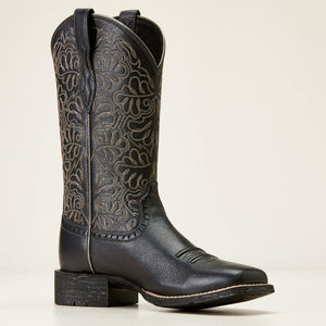 Ariat Women's Round Up Remuda Western Boot, Black Deertan