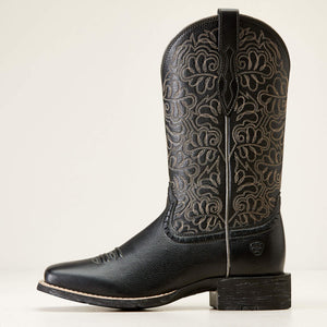 Ariat Women's Round Up Remuda Western Boot, Black Deertan