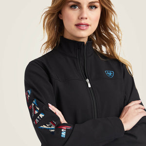 Ariat Women's Team Logo Softshell Chimayo Jacket, Black|New Mexico Navy Print