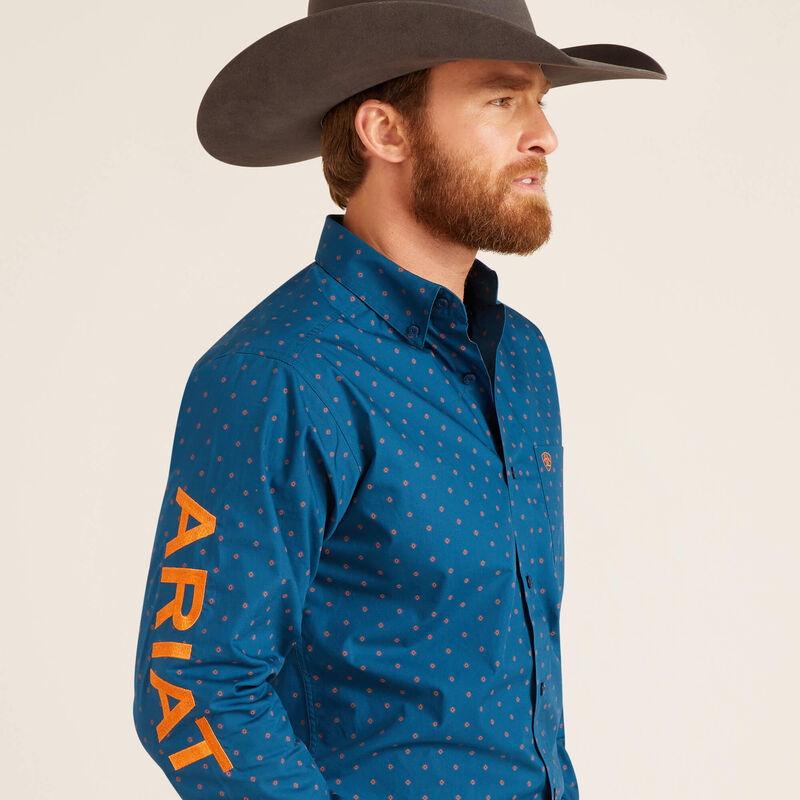 Ariat Men's Team Logo Clarence Fitted Shirt True Blue