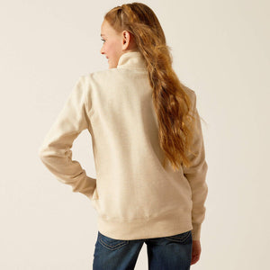 Ariat Youth Pasture 1/4 Zip Sweatshirt, Oatmeal Heather