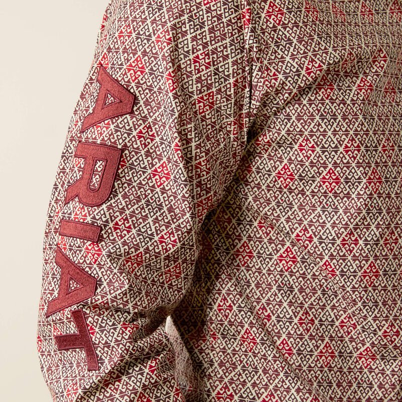 Ariat Men's Team Logo Omega Fitted Long Sleeve Shirt, Red|Burgundy