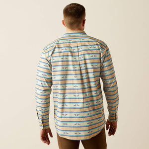 Ariat Men's Team Logo Peer Classic Fit Long Sleeve Shirt, Khaki|Blue