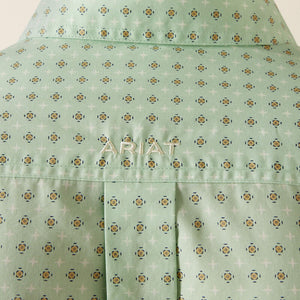 Ariat Men's Team Logo Pierson Classic Fit Long Sleeve Shirt, Light Green|White