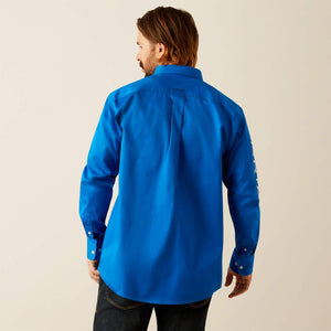 Ariat Men's Team Logo Twill Classic Fit Long Sleeve Shirt, Blue|Light Blue