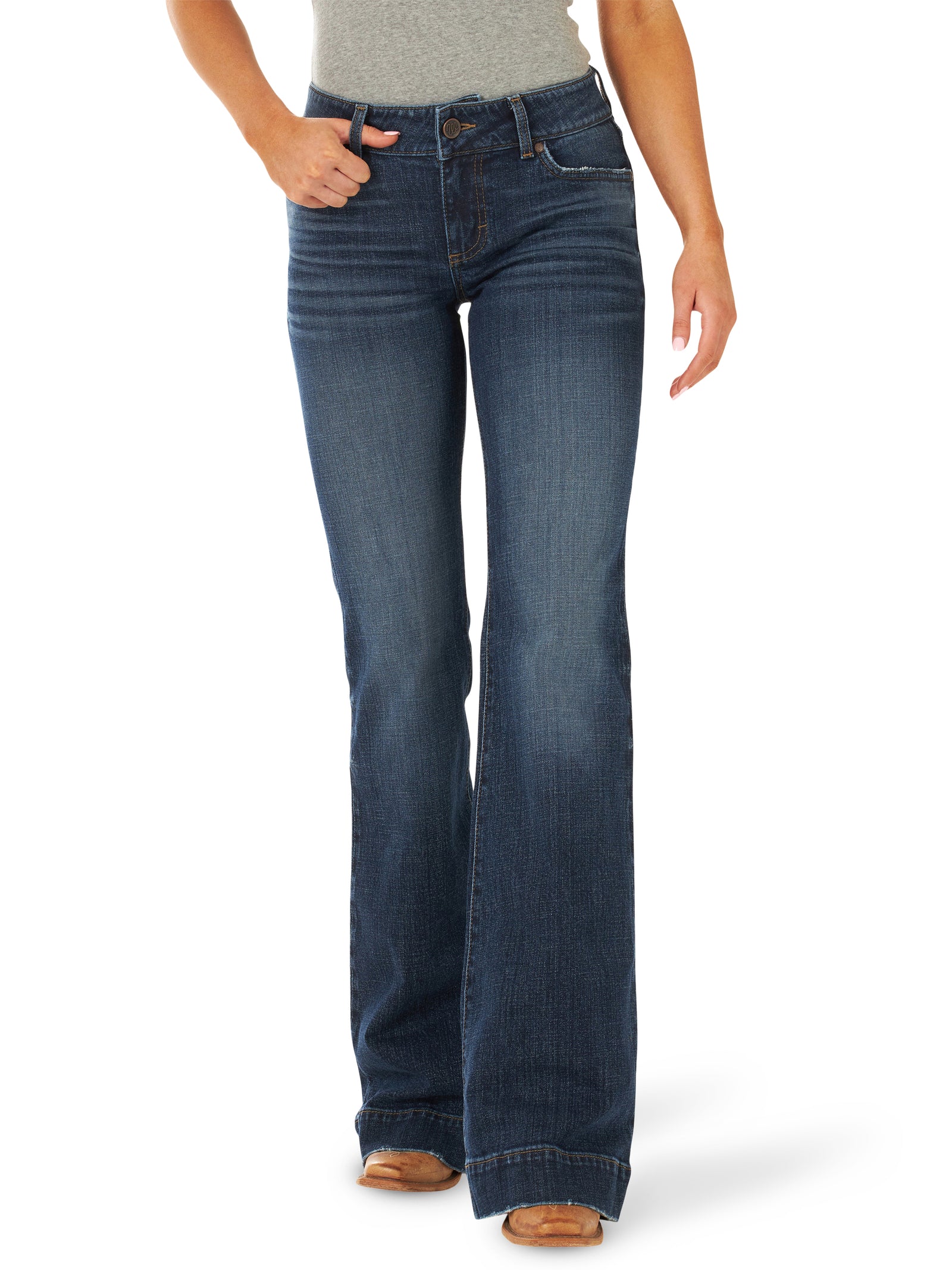 Wrangler Women's Retro Mae Mid Rise Trouser Denim Jeans, Shelby