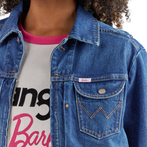 Wrangler X Barbie Women's Zip Front Denim Jacket In Wrangler Blue