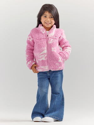 Wrangler X Barbie Girl's Western Sherpa Jacket In Pink