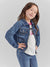 Wrangler X Barbie Girl's Barbie Logo Denim Jacket, Denim Blue