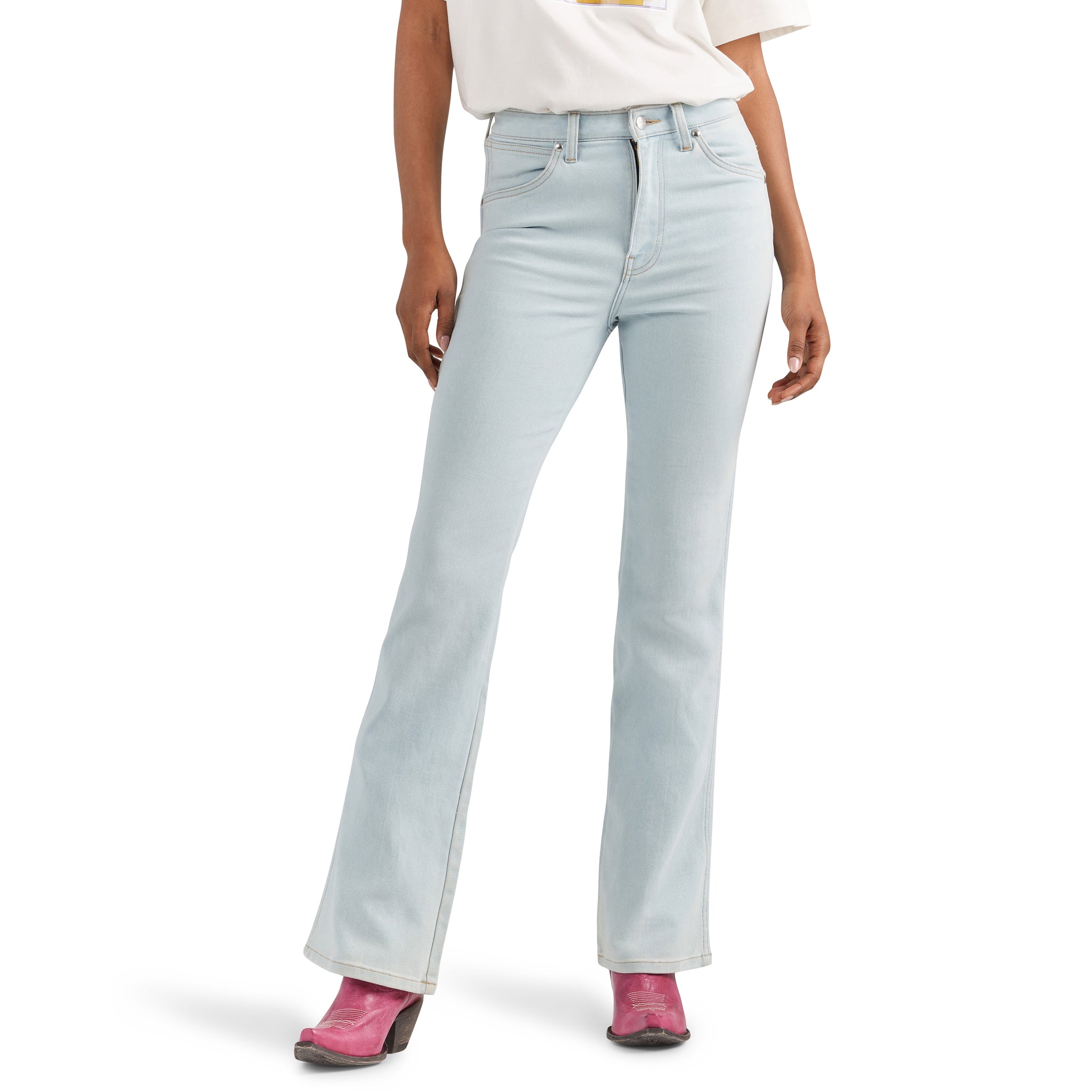 Wrangler X Barbie Women's Westward High Rise Bootcut Jean, Ken Blue -  Mora's Jeans