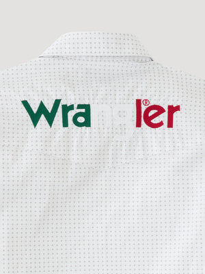 Wrangler® Men's Logo Long Sleeve Button Down Shirt, White