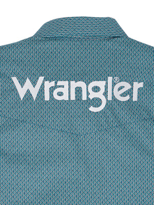 Wrangler® Men's Logo Long Sleeve Button Down Shirt, Teal