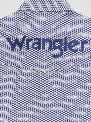 Wrangler® Men's Logo Long Sleeve Button Down Shirt, Blue