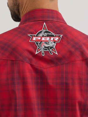 Wrangler® Men's PBR Logo Long Sleeve Button Down Shirt, Red