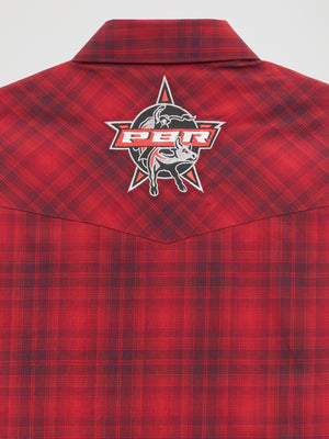 Wrangler® Men's PBR Logo Long Sleeve Button Down Shirt, Red