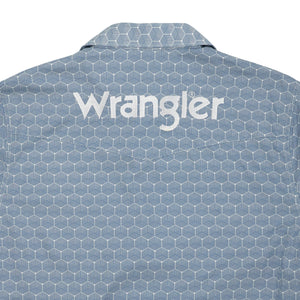 Wrangler® Men's Logo Long Sleeve Button Down Shirt, Blue