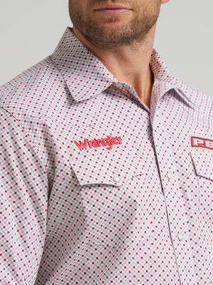 Wrangler® Men's PBR Logo Long Sleeve Button Down Shirt, White