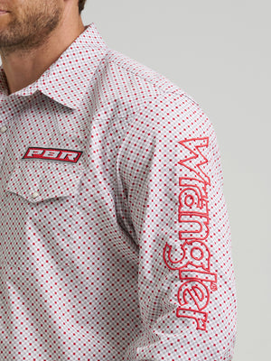 Wrangler® Men's PBR Logo Long Sleeve Button Down Shirt, White