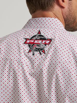 Wrangler® Men's PBR Logo Long Sleeve Button Down Shirt, White