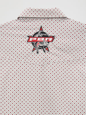 Wrangler® Men's PBR Logo Long Sleeve Button Down Shirt, White