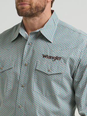 Wrangler® Men's Logo Long Sleeve Button Down Shirt, Grey