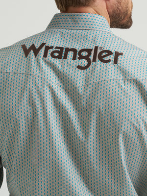 Wrangler® Men's Logo Long Sleeve Button Down Shirt, Grey