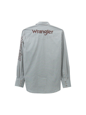 Wrangler® Men's Logo Long Sleeve Button Down Shirt, Grey