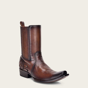 Cuadra Men's Bovine Leather Narrow Square Toe Zipper Boot, Brown