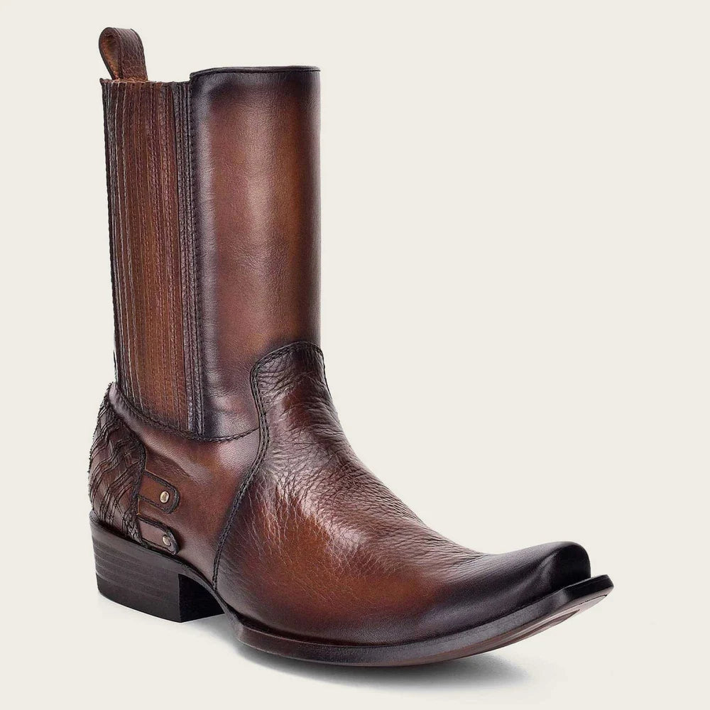 Cuadra Men's Bovine Leather Narrow Square Toe Zipper Boot, Brown