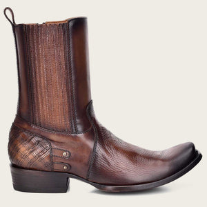 Cuadra Men's Bovine Leather Narrow Square Toe Zipper Boot, Brown