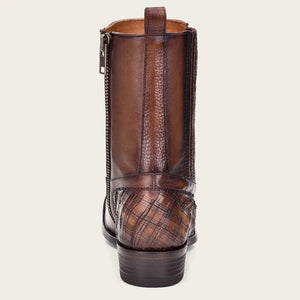 Cuadra Men's Bovine Leather Narrow Square Toe Zipper Boot, Brown