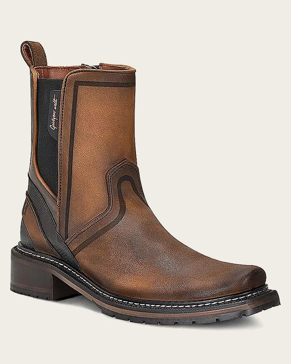 Cuadra Men's Bovine Leather Narrow Square Toe Zipper Boot, Brown