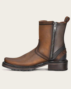 Cuadra Men's Bovine Leather Narrow Square Toe Zipper Boot, Brown