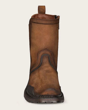 Cuadra Men's Bovine Leather Narrow Square Toe Zipper Boot, Brown