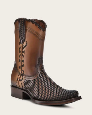Cuadra Men's Bovine Leather Narrow Square Toe Zipper Boot, Brown