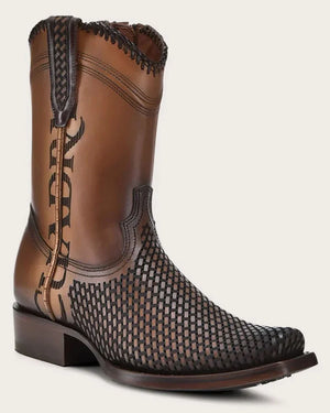 Cuadra Men's Bovine Leather Narrow Square Toe Zipper Boot, Brown